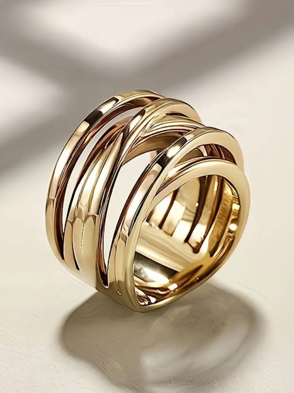 Gold Multi-Band Stacked Ring - Women Jewelry size 9